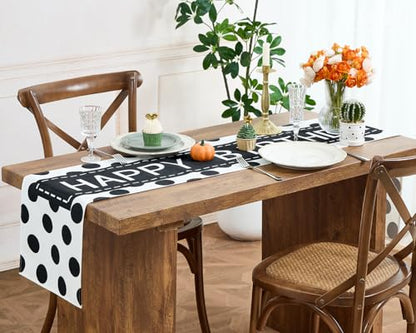 Letjolt Happy Birthday Table Runner 72 Inches Black Dot (Pack of 2) - color: Black Point, size: 12x72 Inches (Pack of 2)