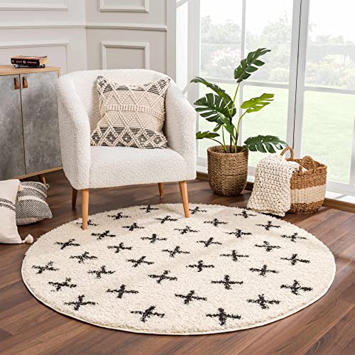 Hauteloom Geomara Shag Moroccan Farmhouse 2'7" x 7'3" Runner Bohemian/Global 100% Polypropylene Charcoal/Beige Runner - color: Charcoal, Beige / Alstead, size: 2'7" x 7'3" (Runner)
