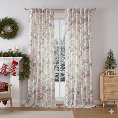 Kayne Studio Navy Red Jacobean Floral Rod Pocket Semi Sheer Curtains 90Inch - color: Navy Red, size: 52"W x 90"L (Pack of 2)