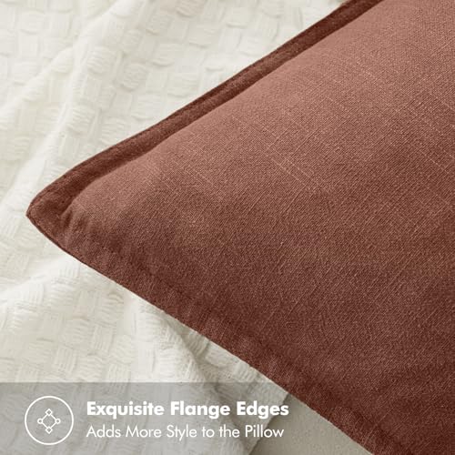 MIULEE Decorative Linen Euro Sham Pillow Covers 24x24 Autumn Glaze - color: Autumn Glaze, size: 24" x 24" (Pack of 2)