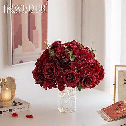 Burgundy Flowers Balls for Centerpieces: 15.7in Diam, Set of 2 - color: Burgundy, size: 15.7" Diam - 2 PCS