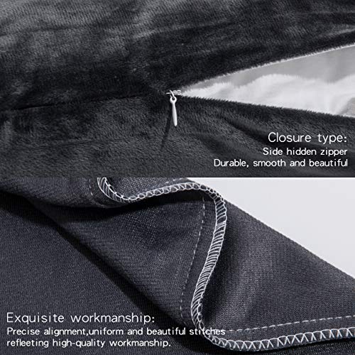 NTBAY Queen Velvet Pillowcases, Set of 2, Zipper,Charcoal Grey - color: Charcoal Grey, size: 30" x 20" (Pack of 2)