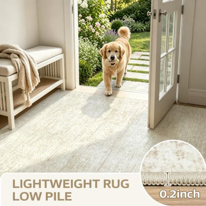 6x9 Area Rugs, Beige Washable Geometric Boho Rug for Living Room, Bedroom - color: Beige, size: 6' x 9' (Rectangular)