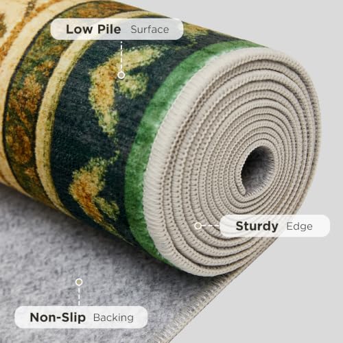 Joydeco Large Area Rugs for Living Room, Boho Non Slip Bedroom Rugs 8x10 - color: Green/Beige, size: 8' x 10' (Rectangular)