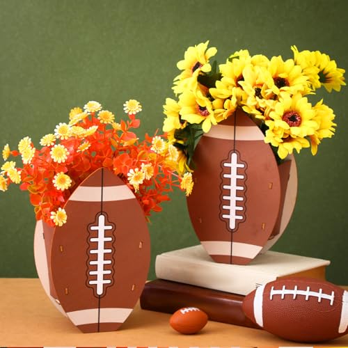 Cinnvoice 6 Pcs Football Wooden Centerpieces for Table - style: Football