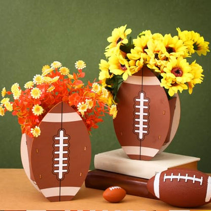 Cinnvoice 6 Pcs Football Wooden Centerpieces for Table - style: Football