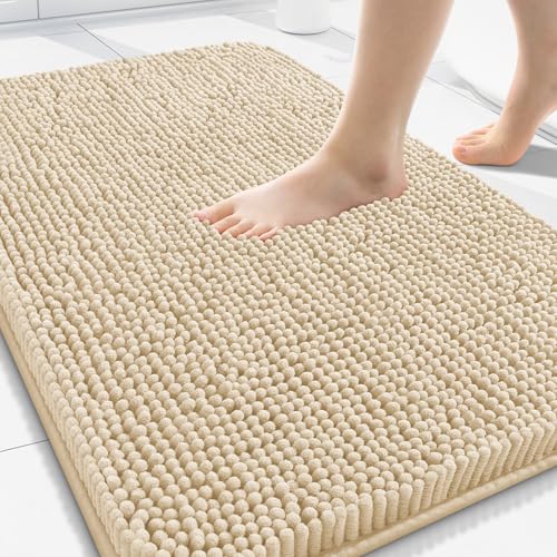 Arotive Bathroom Rugs 30x20, Soft Absorbent Shaggy Chenille Bath Rugs - color: Beige, size: 30" X 20"