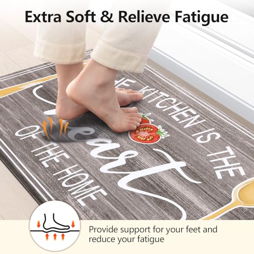 Yamaziot Anti Fatigue Kitchen Rug Set of 3, Non-Slip Cushioned Floor Mats - color: Brown, size: 17.3"x27"+17.3"x35"+17.3"x 47"