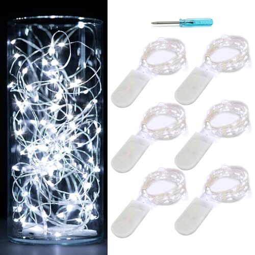 6Pack Fairy Lights Battery Operated,No Remote Firefly Light,7ft Cool White - color: Cool White, size: 7ft