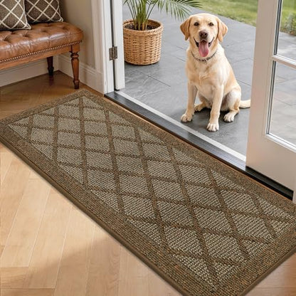 COSY HOMEER Non-Slip Door Mat 20"x48",Entryway Rugs Low Profile,Brown - color: Brown, size: 4' x 1'8" (Rectangular)