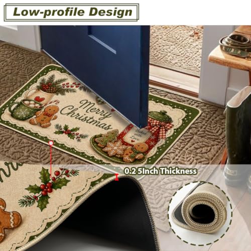 Baccessor Christmas Kitchen Rugs Set of 2 Gingerbread 17x29 and 17x47 Inch - color: Gingerbread Man