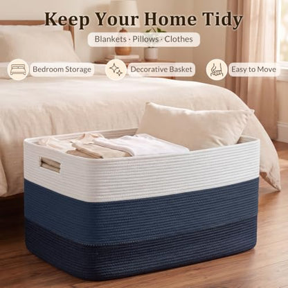 OIAHOMY 108L Extra Large Blanket Basket Dog Toy Basket Gradient Blue - color: Gradient Blue