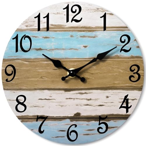 CHYLIN Wall Clock Silent Non-Ticking Battery Operated Rustic Wood Grain - color: C-rustic Wood Grain, size: 8 inch