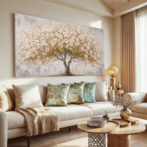 Canvas Wall Art Decor Gold Tree Of Life Oversized Wall Art For Living Room Pictures Wall Art Decor White Vintage Wall Art Prints Decorative Painting Artwork For Bedroom Office Room Wall Decor 29×58 In - color: D-01I, size: 58"L x 29"W