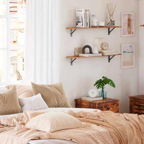 DINZI LVJ Wall Shelves, 23.6" Long Floating Shelves with Metal Brackets - color: Rustic Brown, size: 23.6 Inch