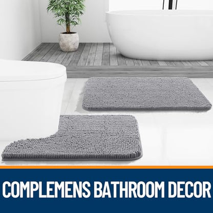 OLANLY Bathroom Rugs 30x20, Extra Soft Absorbent Chenille Bath Rugs - color: Grey, size: 30" X 20"