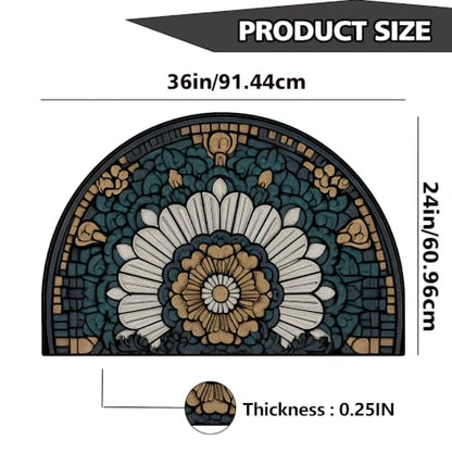 Half Round Door Mat 24"x36", Non-Slip Indoor Entryway Rug, Washable - color: Multicolor-5