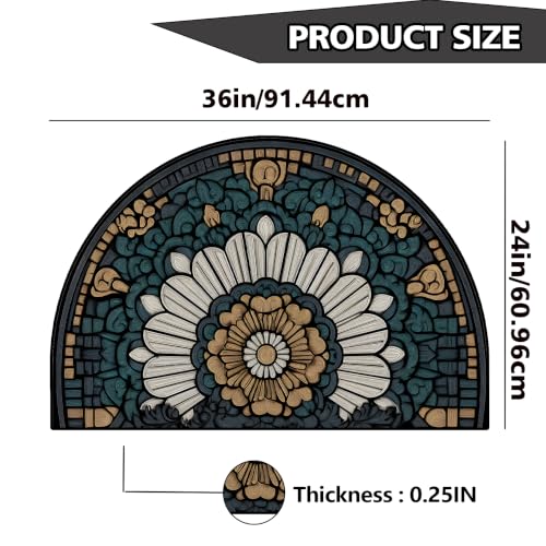 Half Round Door Mat 24"x36", Non-Slip Indoor Entryway Rug, Washable - color: Multicolor-5