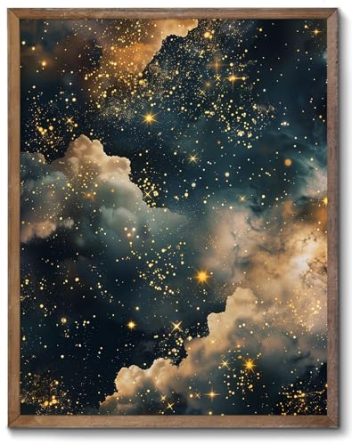 XOCUUI Vintage Unframed Moody Celestial Wall Art, Cloud Print Abstract Night Sky Stars Art Poster Maximalist Gothic Canvas Wall Decor for Living Room Bedroom Apartment (10L x 8W) - color: Moody Celestial, size: 10"L x 8"W