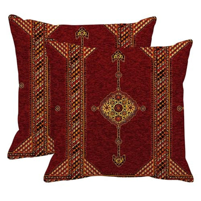 Britimes Throw Pillow Covers Set of 2, 18 x 18 Inch, Red Boho - color: Ethnic Tribal 14, size: 18" x 18" (Pack of 2)