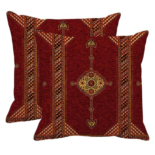 Britimes Throw Pillow Covers Set of 2, 18 x 18 Inch, Red Boho - color: Ethnic Tribal 14, size: 18" x 18" (Pack of 2)