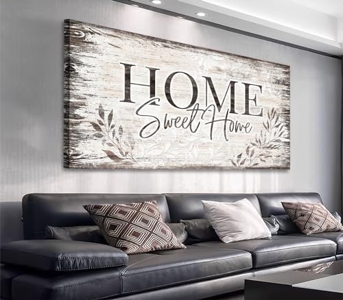 Home Sweet Home Wall Art Dark Brown Rustic Farmhouse Canvas Sign, 20"x40" - color: Home Sweet Home, size: 40"L x 20"W