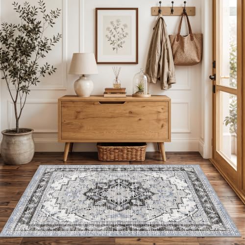 Area Rugs 3x5 Washable Non-Slip Boho Indoor Carpets, Blue Grey - color: Blue Grey, size: 3' x 5' (Rectangular)