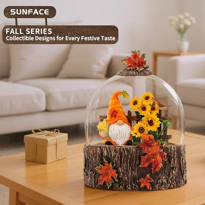 SUNFACE Fall Snow Globe with Gnome Sunflower, Lighted Autumn Decor - color: Goblin Sunflower 96