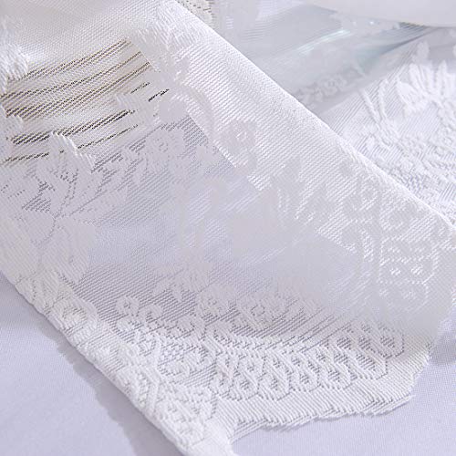 vctops Lace Sheer Kitchen Tier Curtain Set Floral Embroidered Cafe Tiers Rod Pocket Small Half Window Curtains 2 Panels (29" x 35", White) - color: White, size: 29"W x 35"L (Pack of 2)