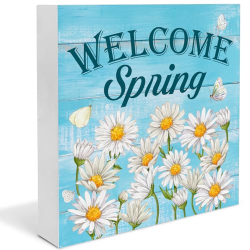 Spring Decor Welcome Spring Daisy Wooden Sign, Farmhouse Home - color: a-20