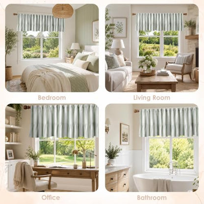 Emvency Valances for Windows, Line Ruffle Hem, 2 Pack, 52x18 Inch, Sage - color: Sage Green Farmhouse