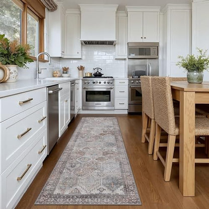 2x5 Runner Rug for Hallway Entryway Kitchen Rug Washable Runner Retro Grey - color: Retro Grey, size: 2' x 5' (Rectangular)