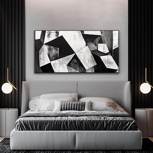 Framed Black And White Abstract Canvas Wall Art For Living Room 24 X 48 - color: Ink Black, size: 48"L x 24"W