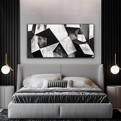 Framed Black And White Abstract Canvas Wall Art For Living Room 24 X 48 - color: Ink Black, size: 48"L x 24"W