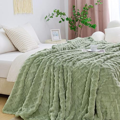Aganear Fleece Throw Blanket for Couch Sofa 50"x60" Sage Green - color: Sage Green, size: Throw(50×60in)