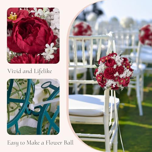 Flower Balls Centerpieces for Tables: Crimson Silk Rose, 10Pcs - color: Crimson, size: 10 PCS