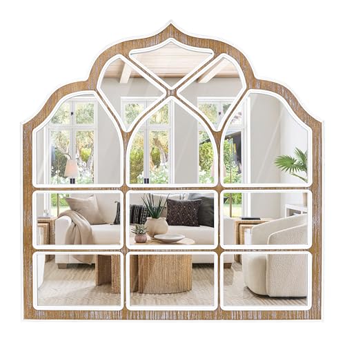 36x36 Inch Window Pane Wall Mirror, Farmhouse Gothic Arched Mirror - color: H - Window - 36x36 in