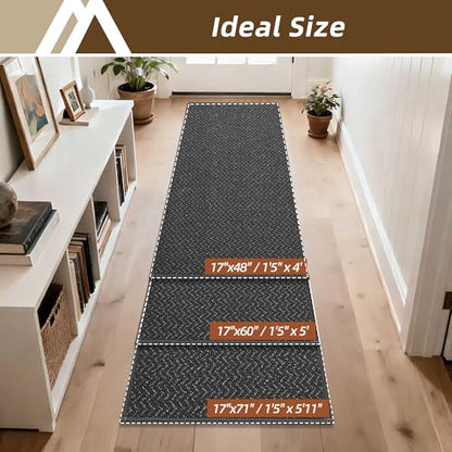 COSY HOMEER Dirt Trapper Door Mat 17"x48" Non Slip Washable Dark Grey - color: Dark Grey, size: 17" x 48"