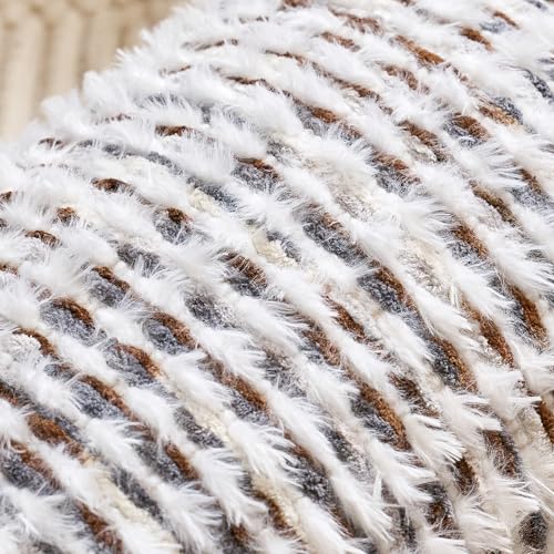 Aeckself Boho Chenille Tufted Pillow Cover 20 x 20 Inch, Decorative Square Throw Pillow Cover Neutral Pillowcase for Couch Bedroom Living Room, Brown White - color: Brown White, size: 20" x 20" (Pack of 1)