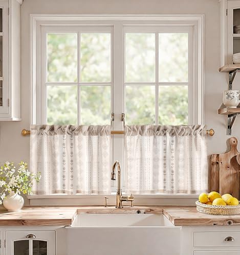 Miss Adola 18 Inch Length Kitchen Tier Curtains, Striped Farmhouse - color: Striped Farmhouse, size: 28"W x 18"L (Pack of 2)
