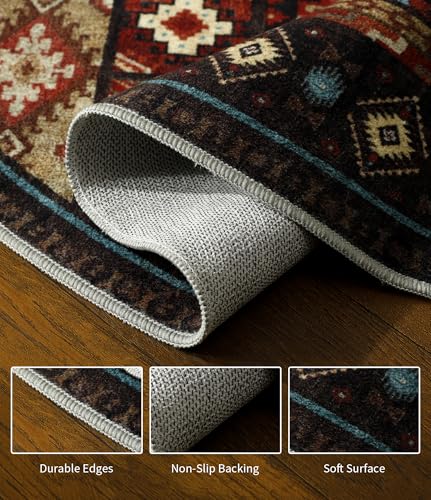 YIHOUSE 세탁 가능한 웨스턴 캐빈 라운드 러그, 1.2m(4피트) - color: 곰, size: 4' (Round)