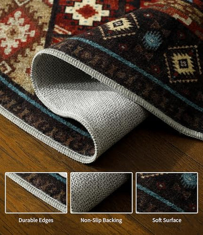 YIHOUSE 세탁 가능한 웨스턴 캐빈 라운드 러그, 1.2m(4피트) - color: 곰, size: 4' (Round)