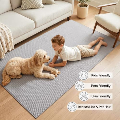Sunfly 2x6 Runner Rug with Non Slip Rubber Backing Light Grey - color: Light Grey, size: 2' x 6' (Rectangular)