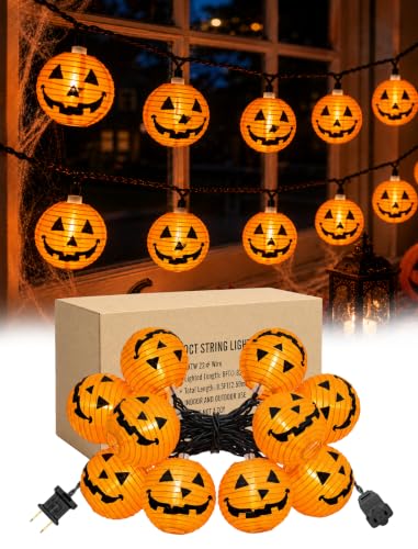 8.5FT Halloween Pumpkin Lantern String Lights Plug-in 10 LED Decor - color: Pumpkin Lantern Lights