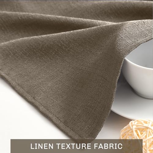Melodieux Brown Semi Sheer Curtain Valance for Kitchen Cafe Small Windows Linen Rustic Rod Pocket Valance, 52 by 18 Inch, 1 Panel - color: Dark Brown, size: 52"W x 18"L (Pack of 1)