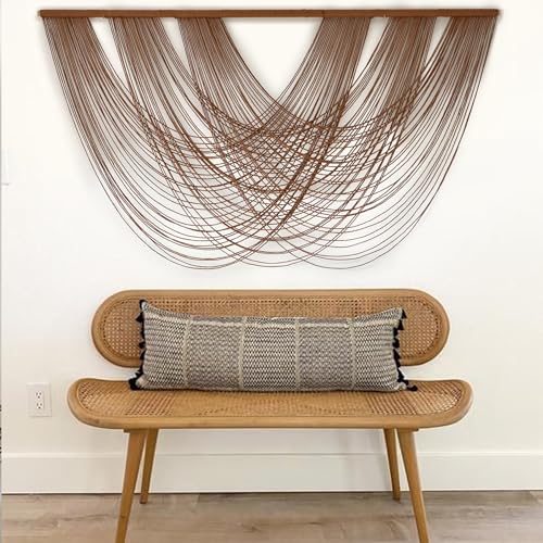 Large Macrame Wall Hanging Brown Die-Dyed 59.00" W x 31.00" L Boho Wall Decor Yarn Tapestry Craftsmanship Home Macrame Wall Decor - color: Brown2