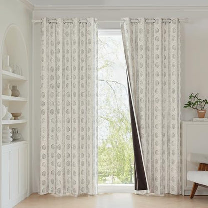100% Blackout Black Boho Curtains, 96 Inches, 2 Panels for Bedroom - color: Black, size: 52"W x 96"L (Pack of 2)