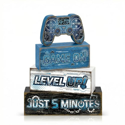 Britimes Tiered Tray Decor Set, 4 Pack, Wooden Table Sign, Gamer Gaming - style: Game