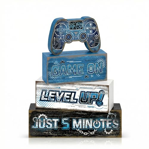Britimes Tiered Tray Decor Set, 4 Pack, Wooden Table Sign, Gamer Gaming - style: Game