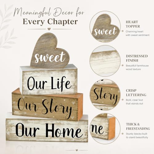 Farmhouse Table Decor, 4pcs Our Life Our Story Our Home Decor - style: Home